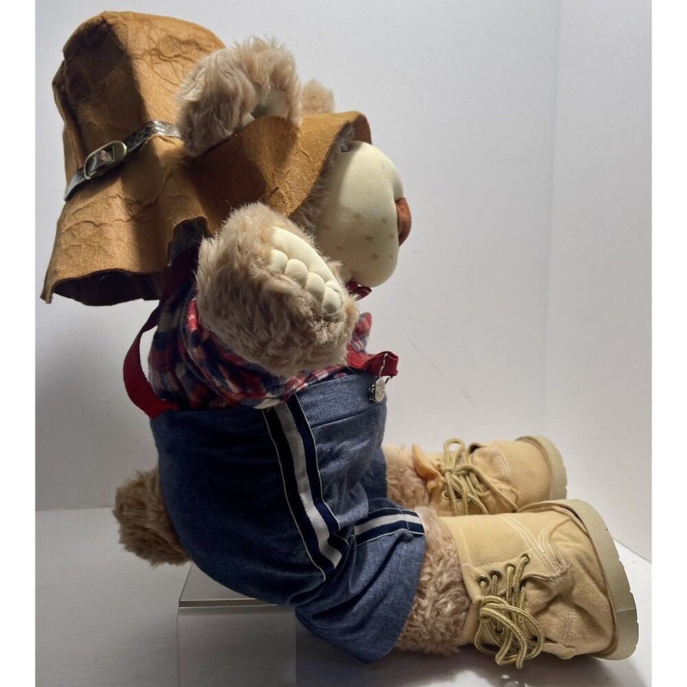 Vtg FurSkins Xavier Roberts Plush Stuffed Toy Bear Hat Boots Tie Plaid Shirt 20" - Picture 9 of 14
